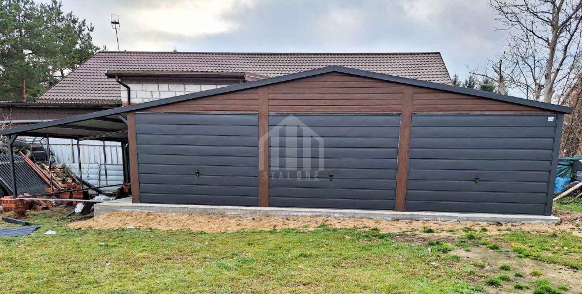 Garaż blaszany 9x4m + wiata 3m - 3x brama uchylna drzwi rynny SO108 Białystok - zdjęcie 4