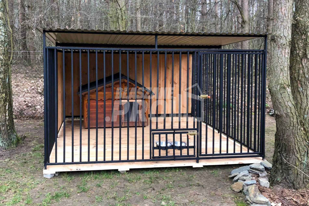 Kojec dla Psów 3x3m - drewniana podłoga - uchwyt na miski  GP387 Mysłowice - zdjęcie 3