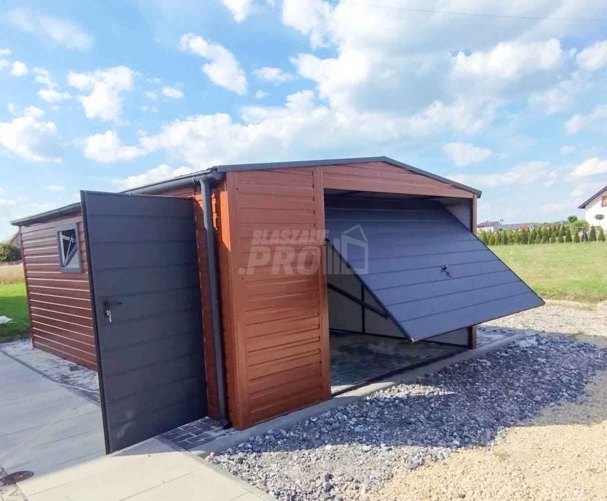 Garaż blaszany 4x6 drzwi - rynny - okno Brąz Dach dwuspadowy GP213 Zielona Góra - zdjęcie 8