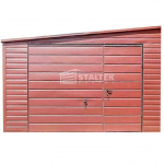 Garaż Blaszany 4,5x7m Brama uchylna - Ciemny Brąz - Dach  ST140