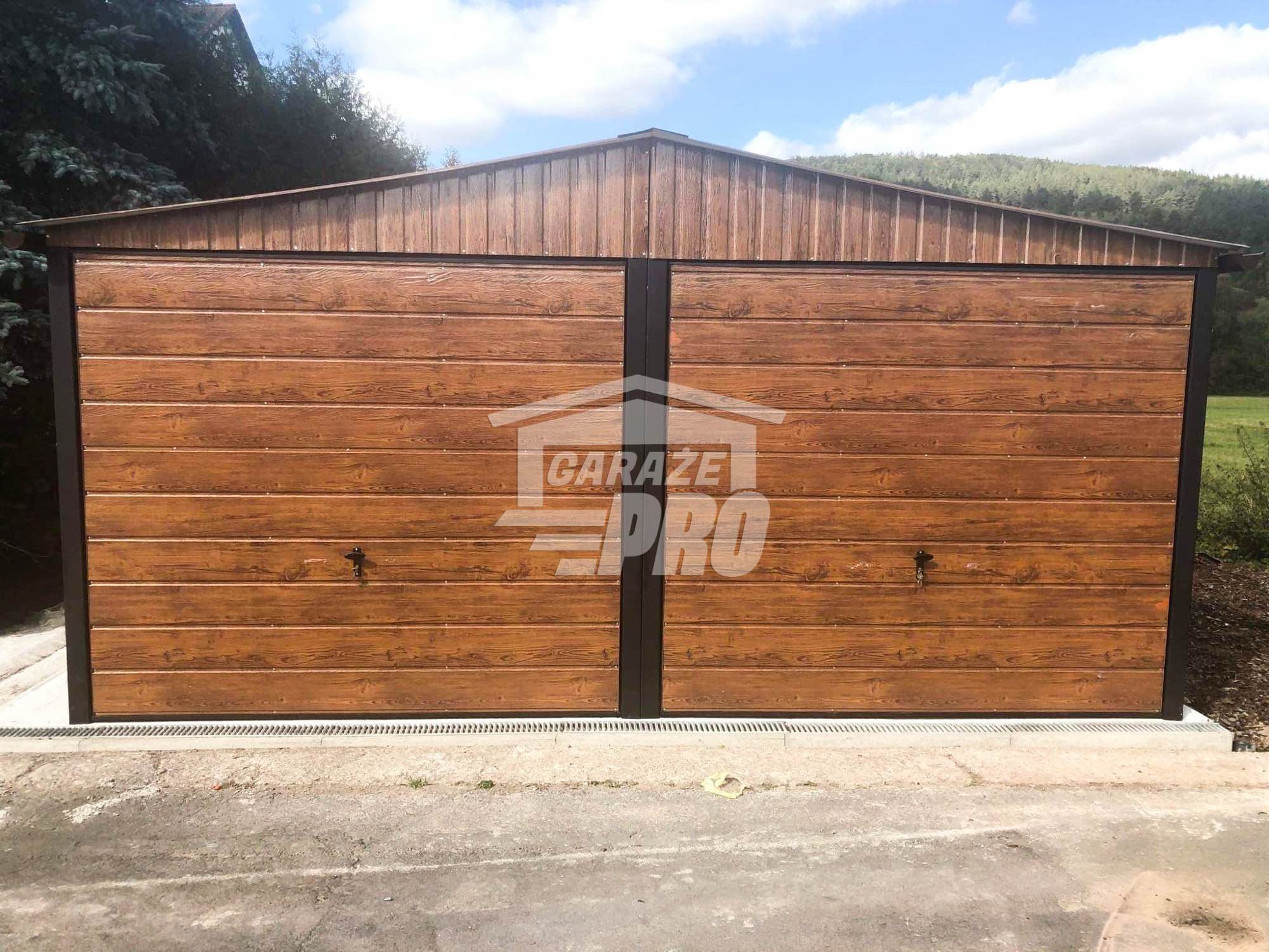 Garaż blaszany 6x7  uchylna drewnopodobny Dach dwuspadowy GP150 Słupsko - zdjęcie 7