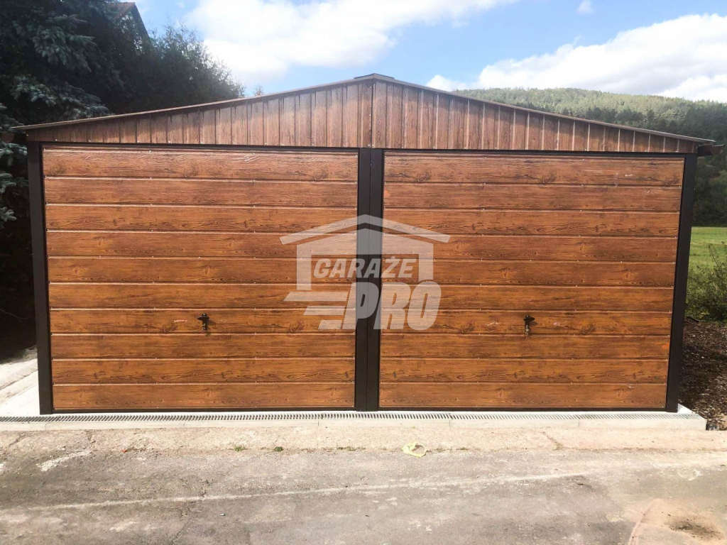 Garaż blaszany 6x7  uchylna drewnopodobny Dach dwuspadowy GP150 Słupsko - zdjęcie 7