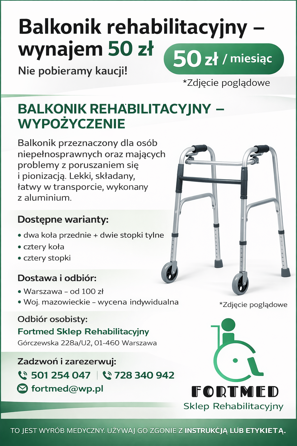 BALKONIK REHABILITACYJNY WYPOŻYCZENIE Bemowo - zdjęcie 1
