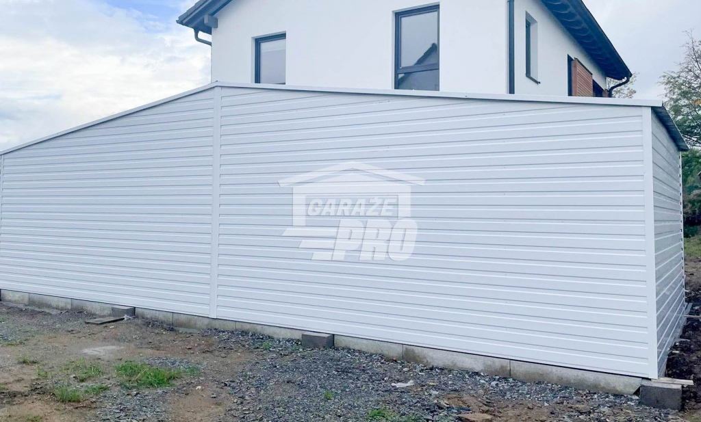 Garaż blaszany 8x4 drzwi  Biały + Antracyt  Dach dwuspadowy GP131 Turek - zdjęcie 7