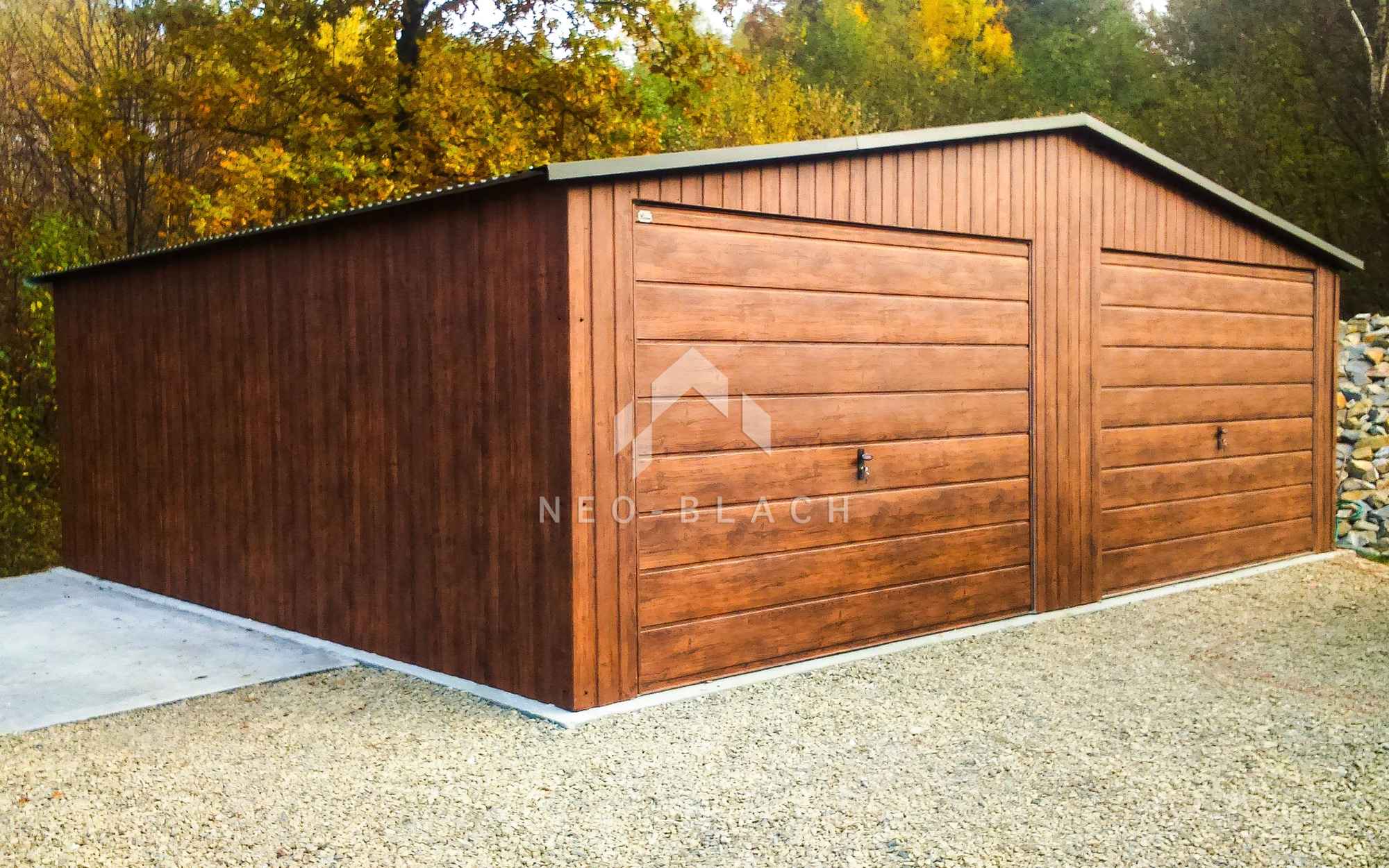 Garaż Blaszany 8x6m 2x Brama Ciemny Orzech Drewnopodobny Zielony NB138 Koszalin - zdjęcie 7