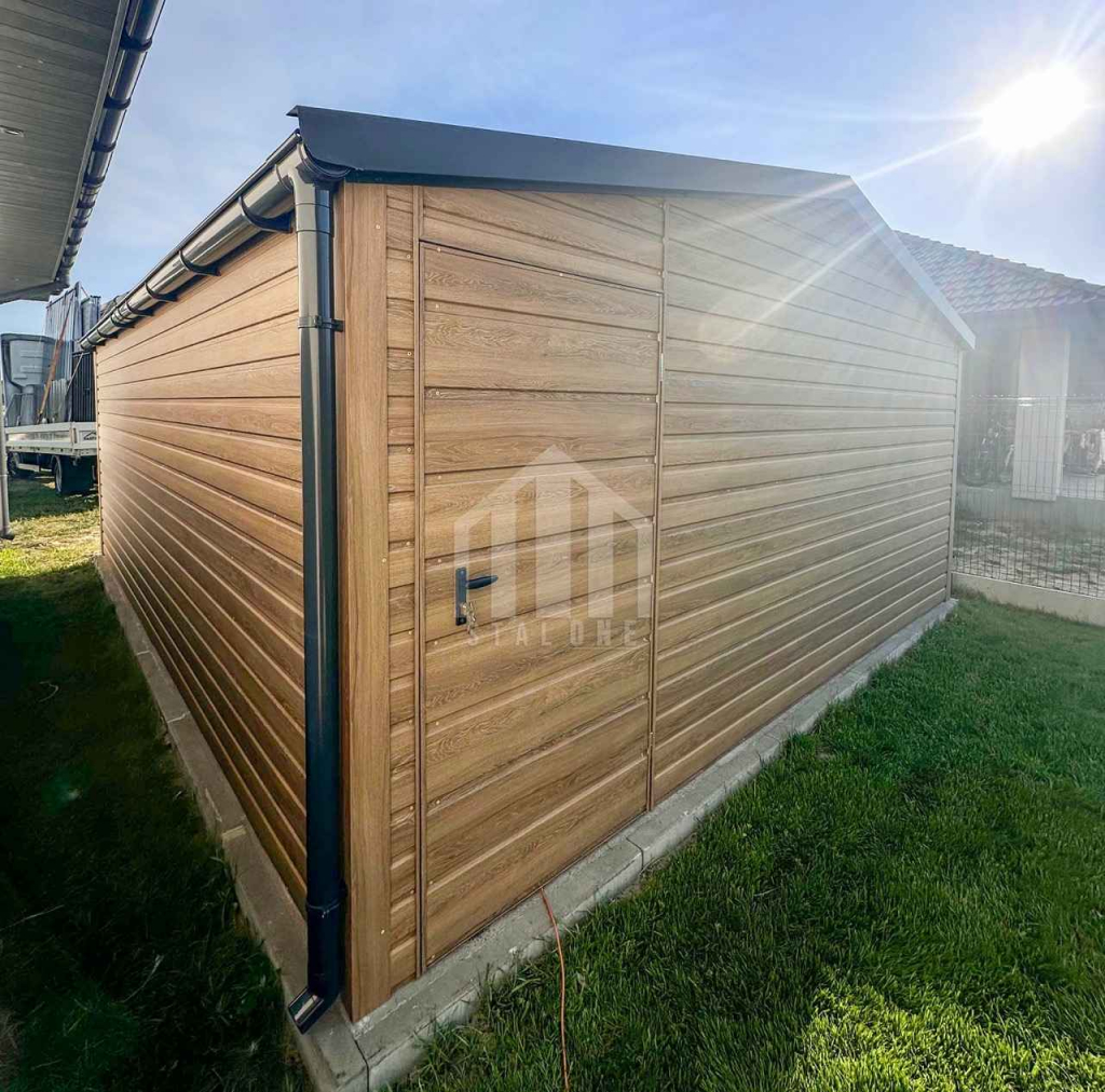 Garaż blaszany 4,5x5m - brama uchylna - drzwi - rynna SO115 Turek - zdjęcie 2