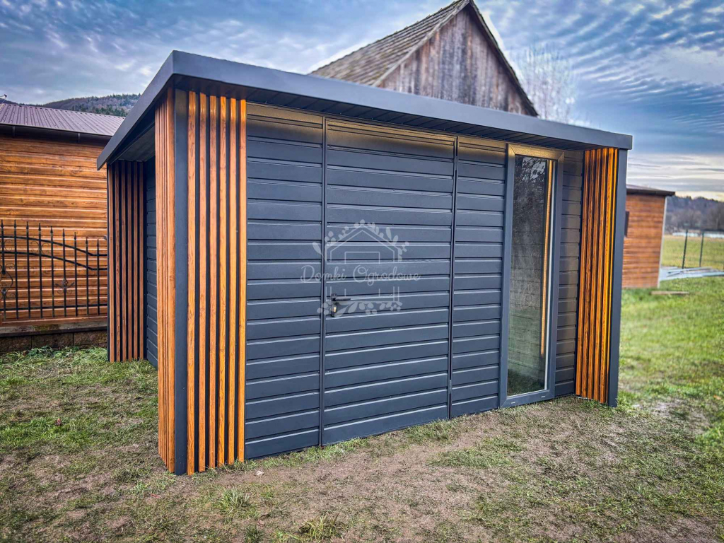 Schowek  Domek ogrodowy PREMIUM 3x3m + wiata Dekor  Antracyt  ID904 Szczecin - zdjęcie 2