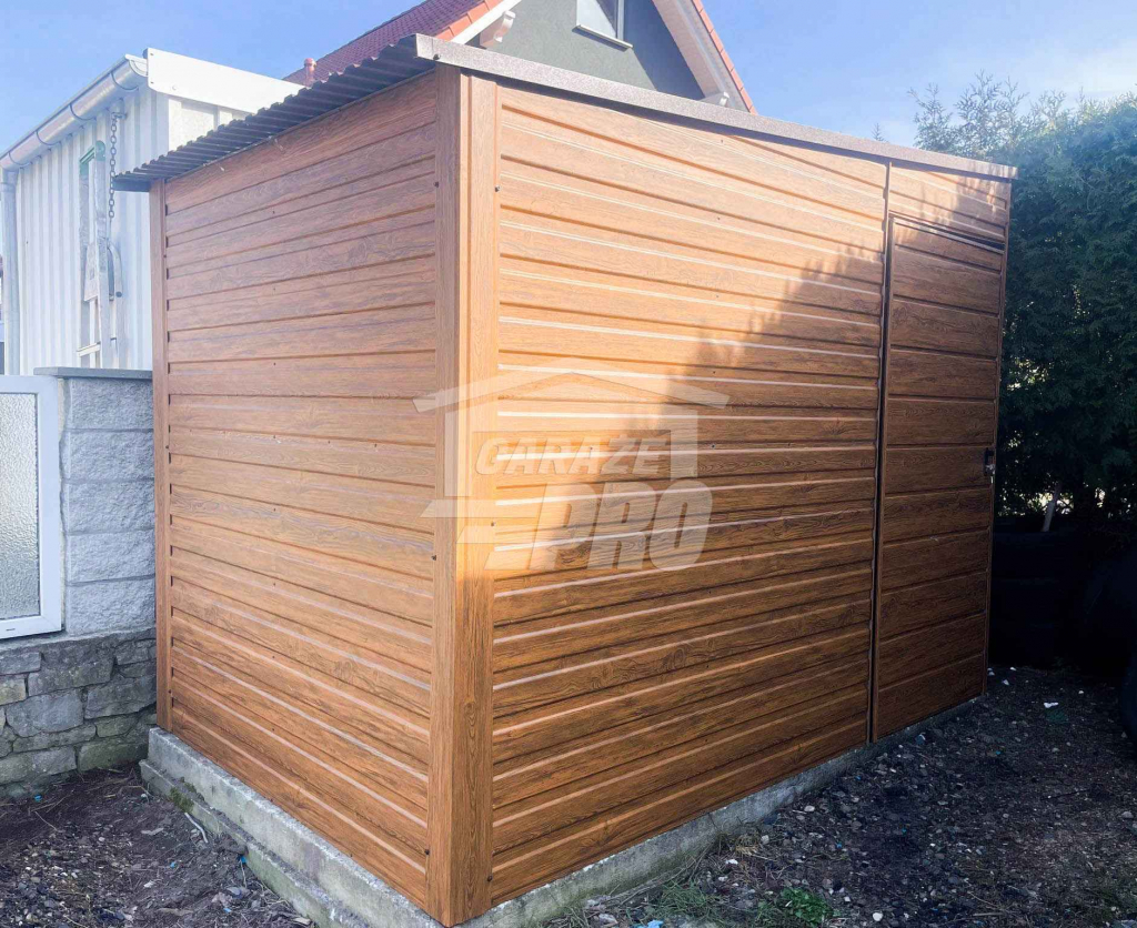 Domek Ogrodowy Schowek 3x2 Drzwi Jasny Orzech  Dach spad w lewo GP276 Dobre Miasto - zdjęcie 6