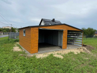 Garaż Blaszany dwuspadowy z wiatą 7x5 Złoty Dąb, brama uchylna PREMIUM Koszalin - zdjęcie 2
