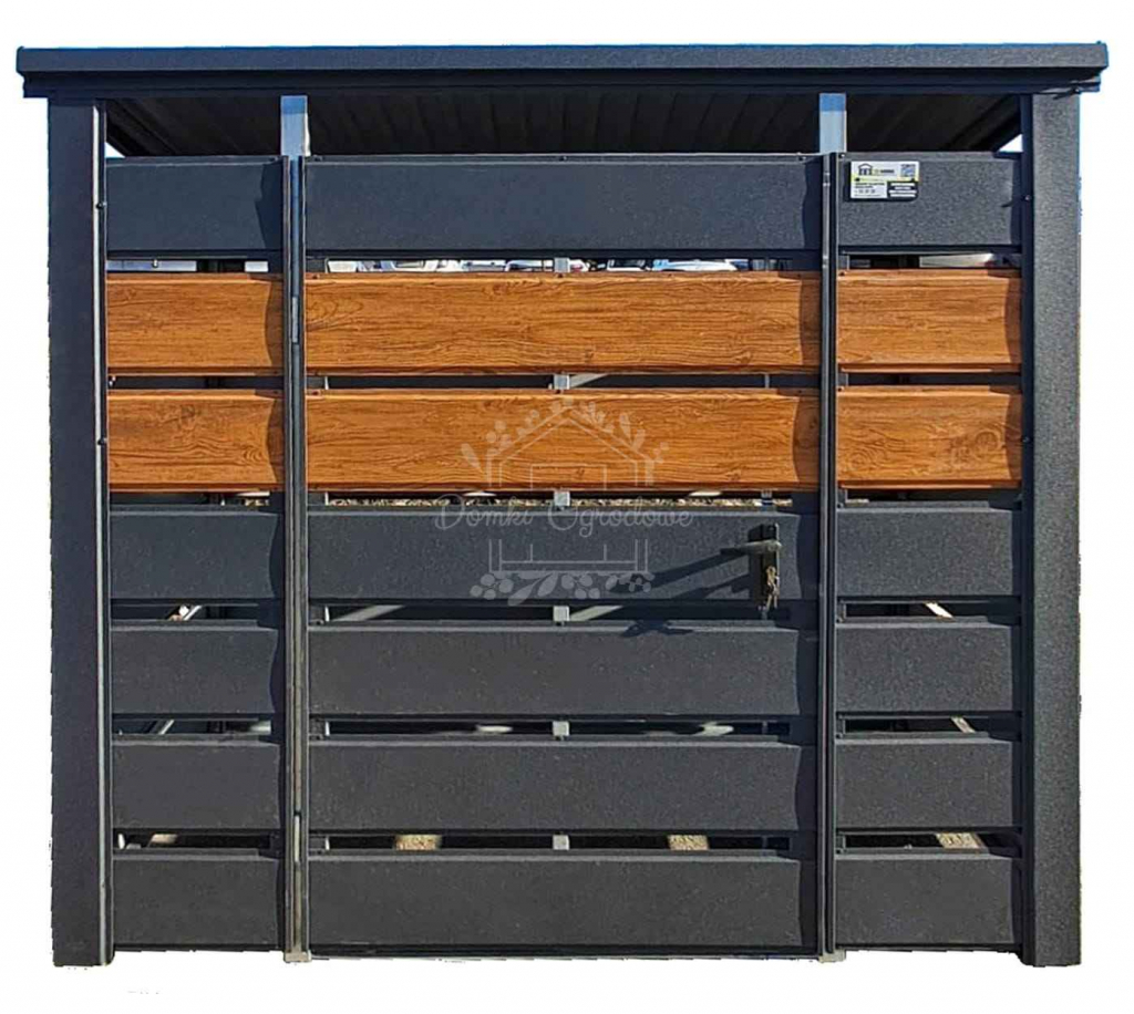 Wiata śmietnikowa 1,5x0,7m Antracyt + jasny orzech - spad w tył ID1024 Gliwice - zdjęcie 1