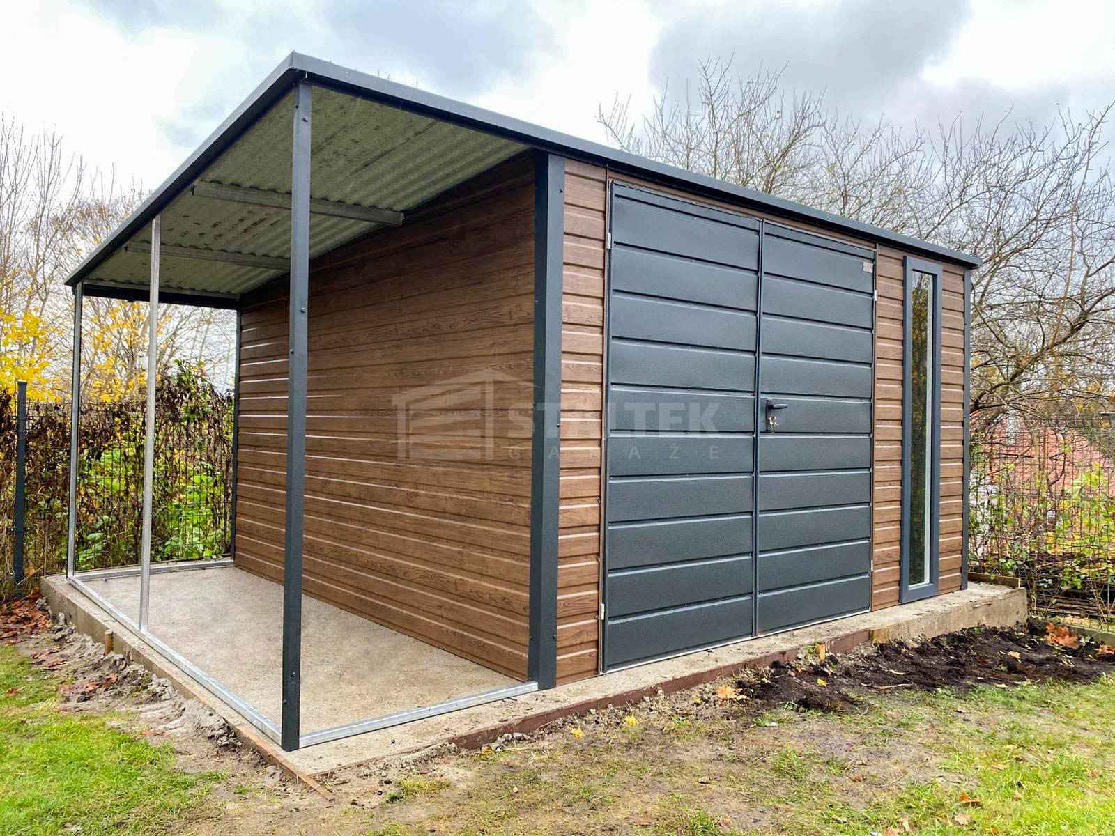 Domek ogrodowy - schowek 3,5x3,5m wiata 1x3,5m brama okno dach ST227 Wieliczka - zdjęcie 2