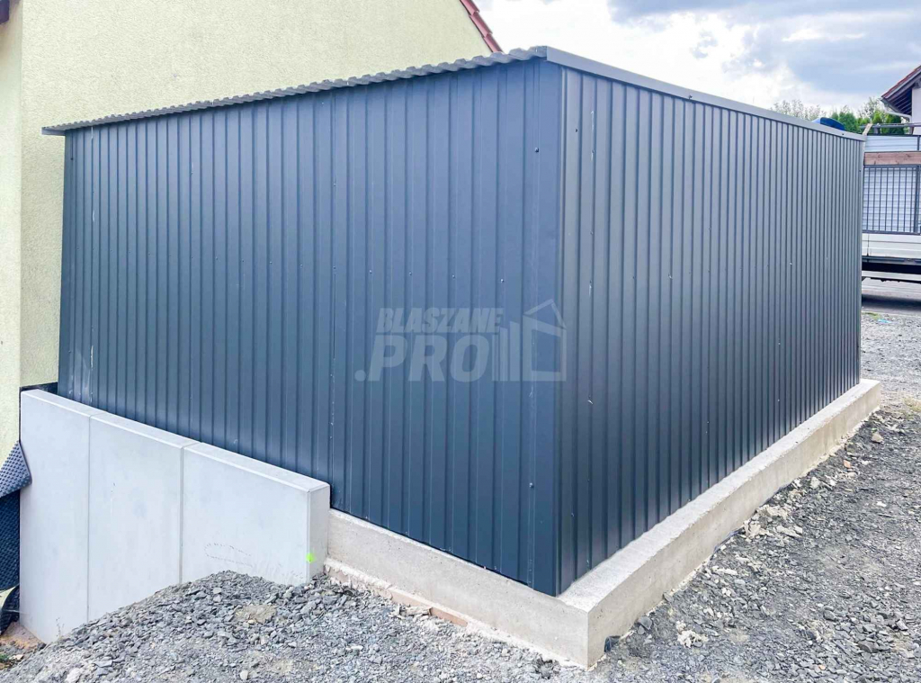 Garaż blaszany 4x5m Brama dwuskrzydłowa antracyt dach spad w tył GP423 Tczew - zdjęcie 4