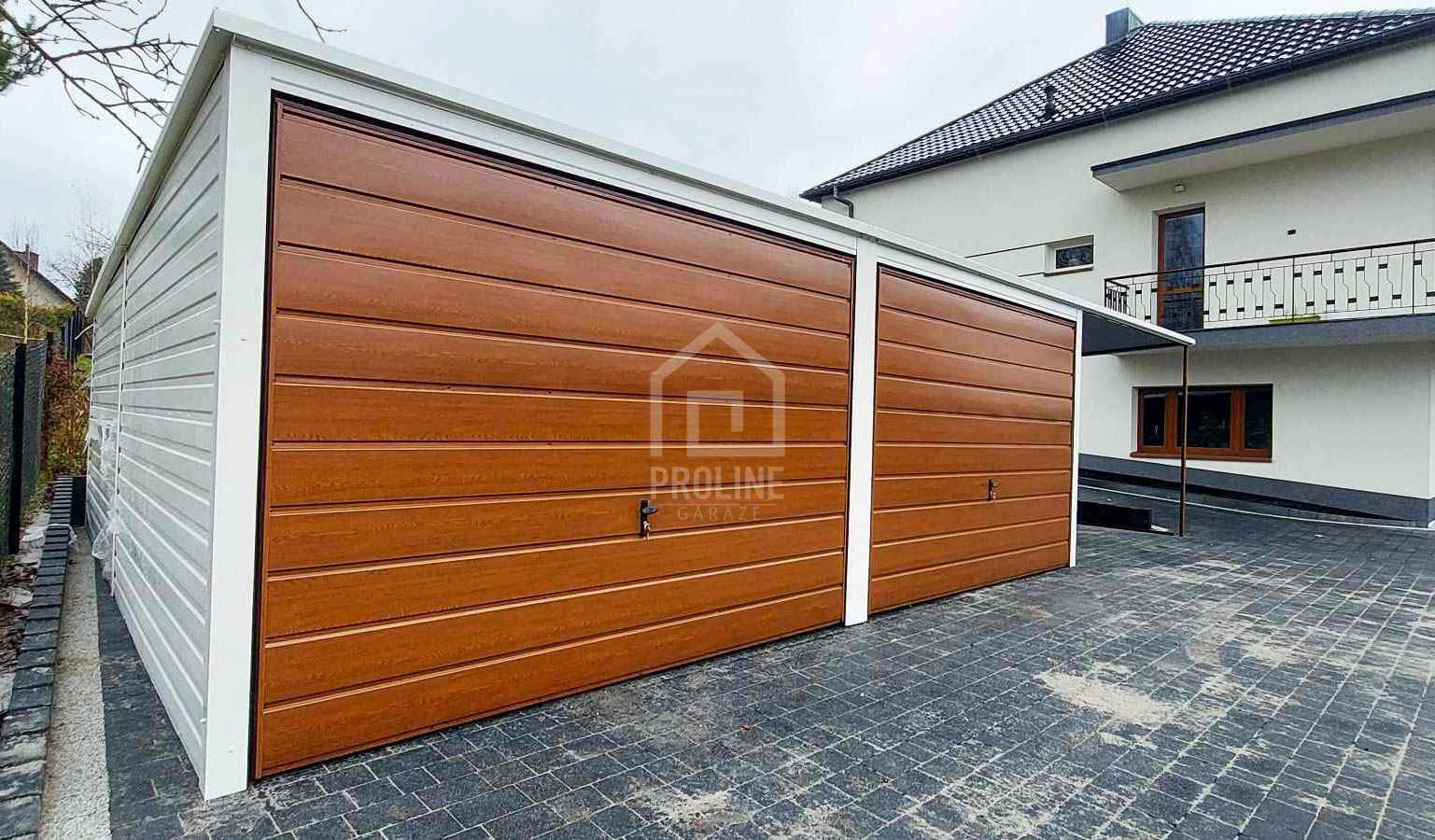 Garaż blaszany 6x6 + wiata 3,5 2x Brama  + drewnopodobny w tył PLG112 Jastrowie - zdjęcie 4