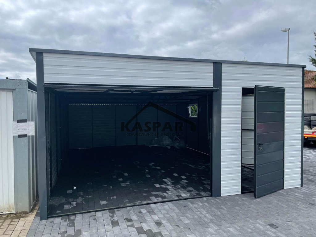 Garaż blaszany 5x6 2x Brama uchylna  biały spad w tył  GP121 Przemyśl - zdjęcie 3