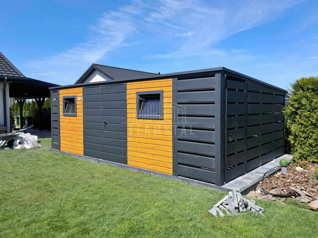 Schowek domek ogrodowy 4,5x3m + wiata 0,5m brama drzwi 2x okno TS1101 Żnin - zdjęcie 5