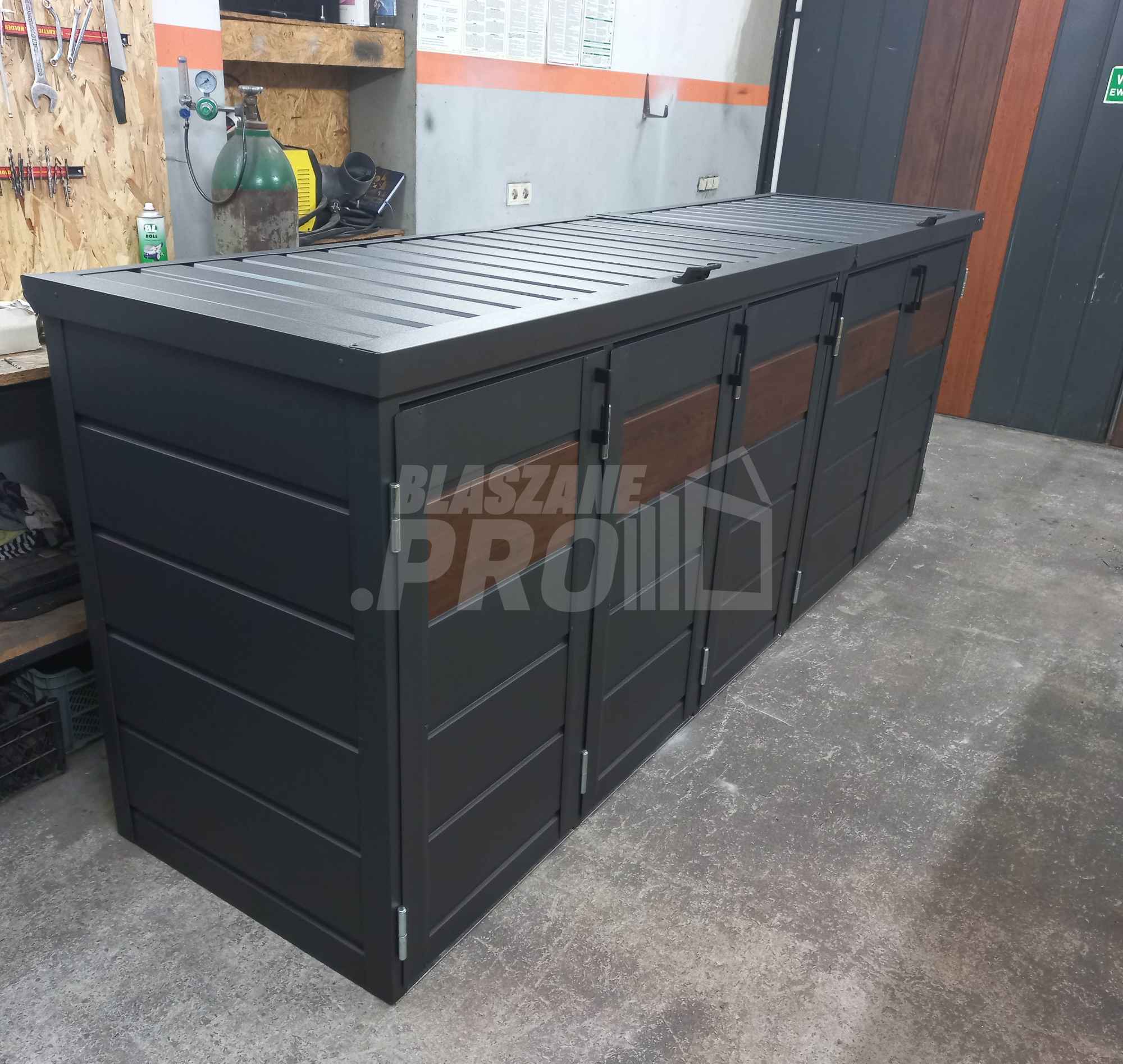 Zabudowa koszy na śmieci wiata śmietnikowa 345x80x120 cm 5x240L GP343 Iława - zdjęcie 2