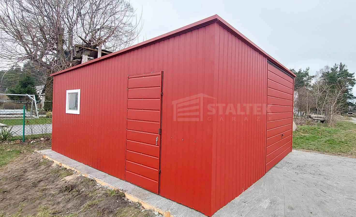 Garaż blaszany 6x6 - Brama uchylna - drzwi  dach ST114 Września - zdjęcie 5