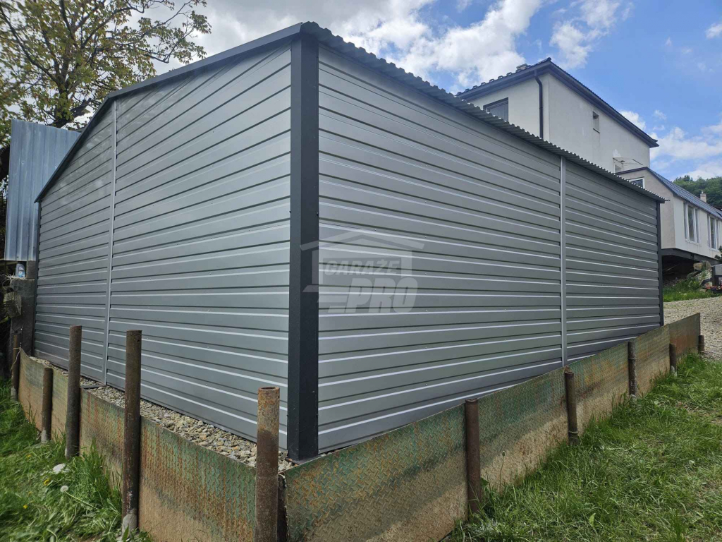 Garaż blaszany 6x6 - 2x Brama brudny biały Dach dwuspadowy GP593 Łańcut - zdjęcie 3