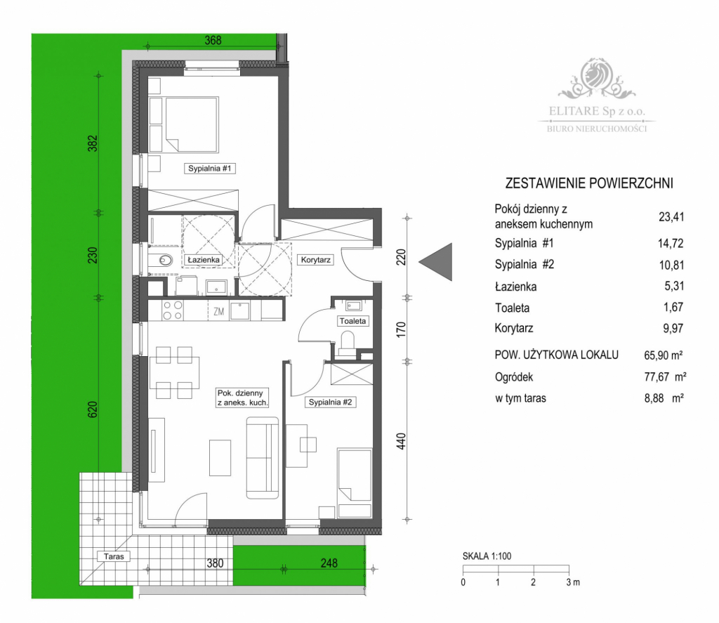 Duże, mieszkanie 65,90m2, 3pokoi, 2łazienki, ogród/ Brochów Wrocław - zdjęcie 3