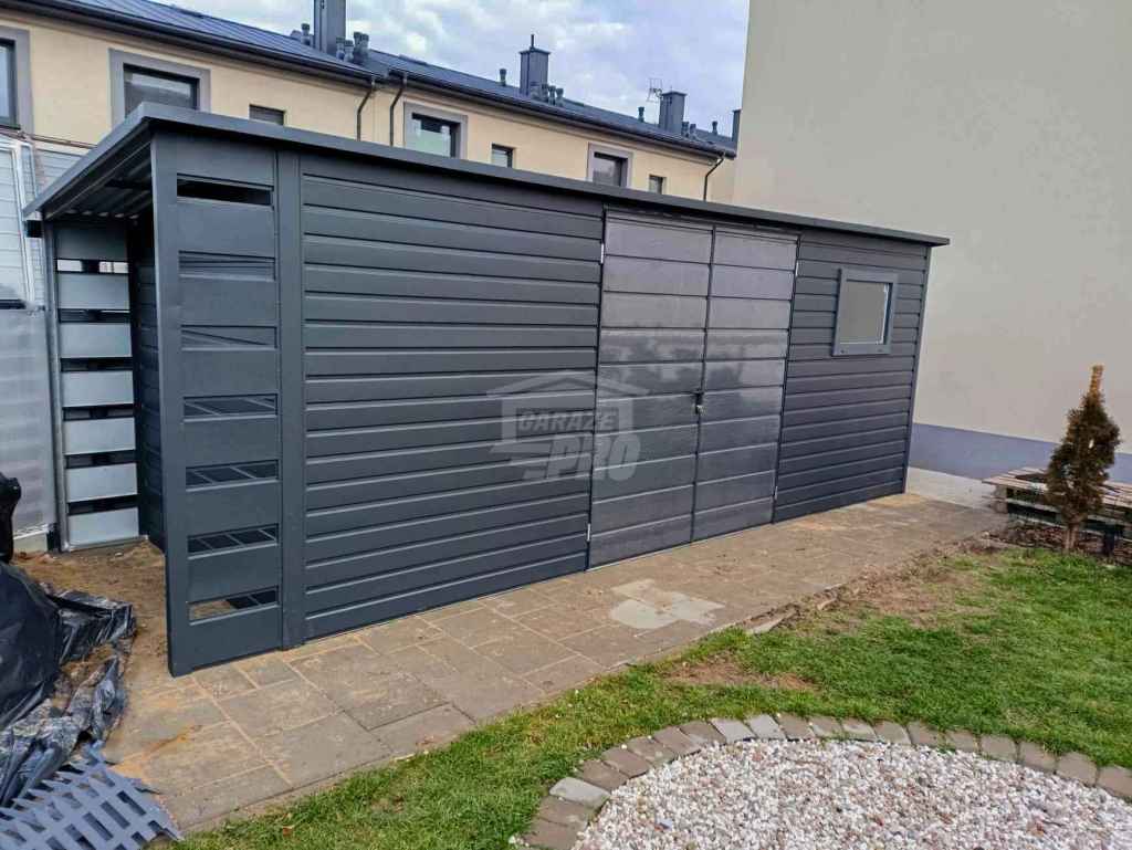 Schowek domek ogrodowy 6x2,5m + wiata 0,5m Brama okno dach GP518 Kalisz - zdjęcie 3