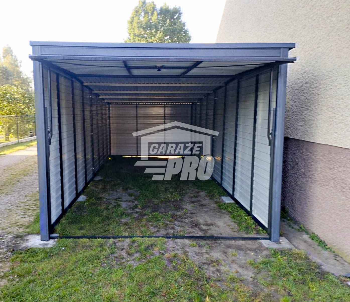 Garaż blaszany 3x8m Brama uchylna Antracyt Dach spad w tył GP224 Żnin - zdjęcie 4