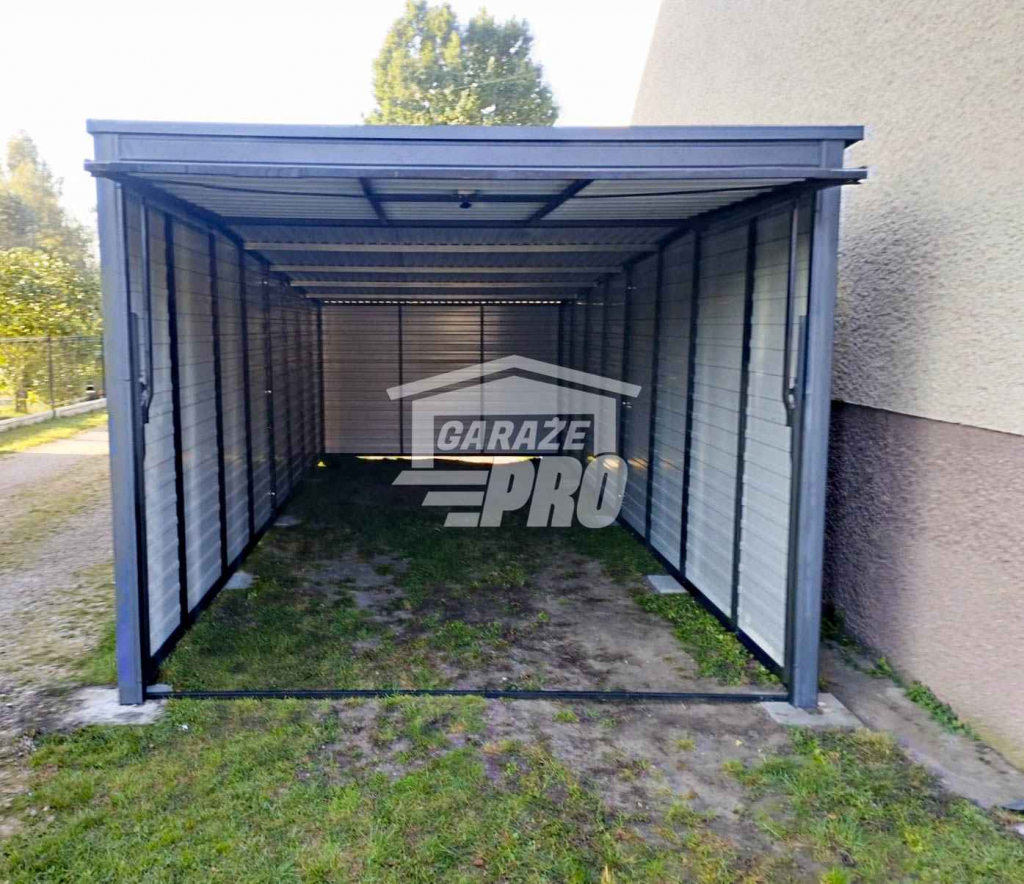 Garaż blaszany 3x8m Brama uchylna Antracyt Dach spad w tył GP224 Żnin - zdjęcie 4