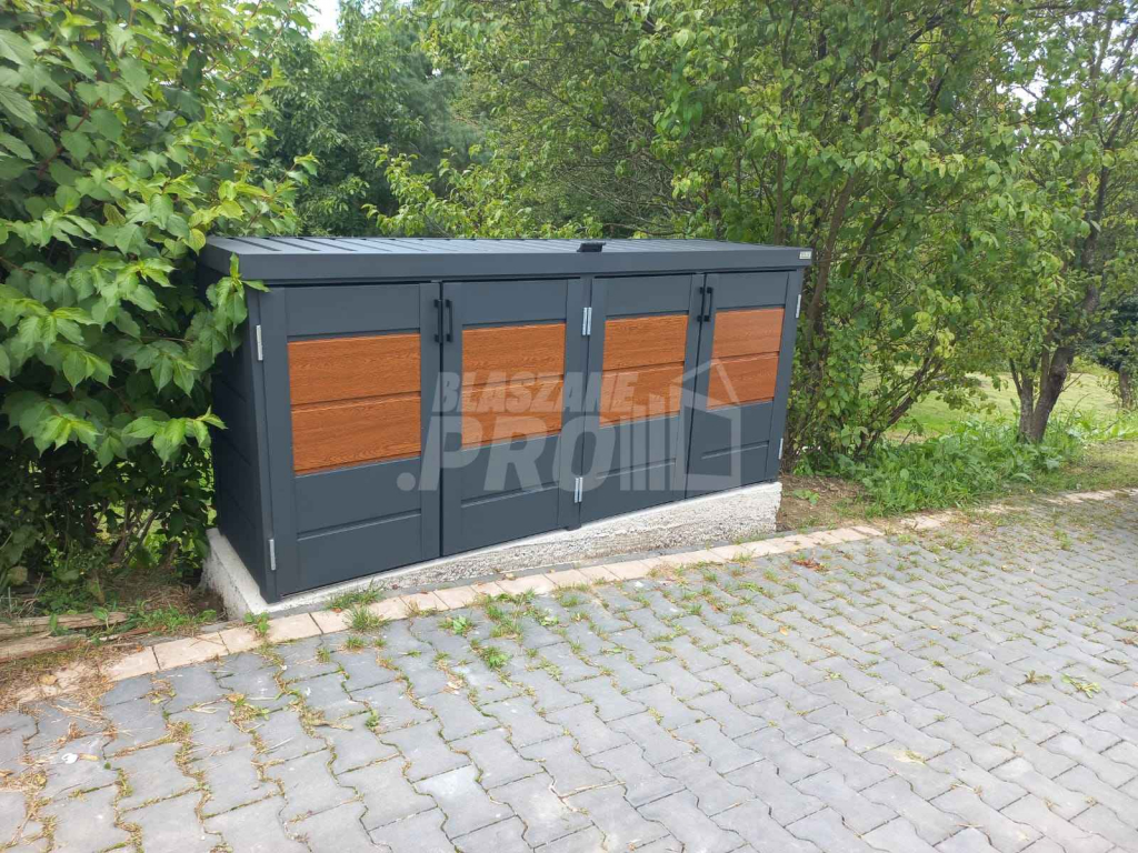 Zabudowa koszy na śmieci wiata śmietnikowa 235x65x110 cm 4x120L GP340 Białogrądy - zdjęcie 6