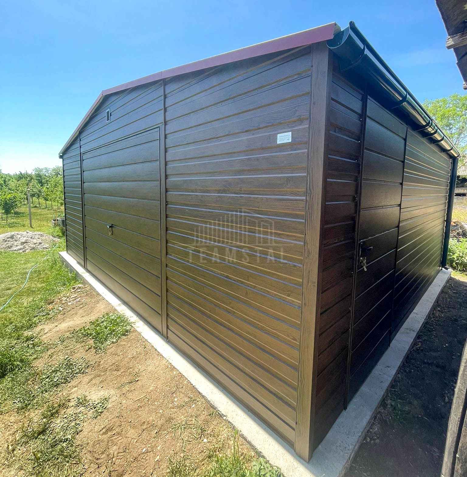 Garaż blaszany 6x6 - brama uchylna - drzwi 2x okno dach rynny TS1317 Nowy Dwór Mazowiecki - zdjęcie 3
