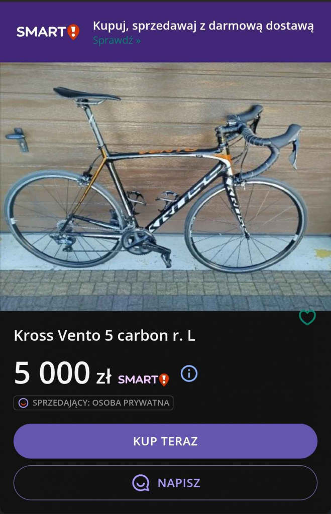 Rower szosowy Kross Vento 5 carbon L Wieruszów - zdjęcie 1
