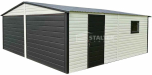 Garaż Blaszany 6x6 2x Brama Uchylna Drzwi Okno dach  ST115