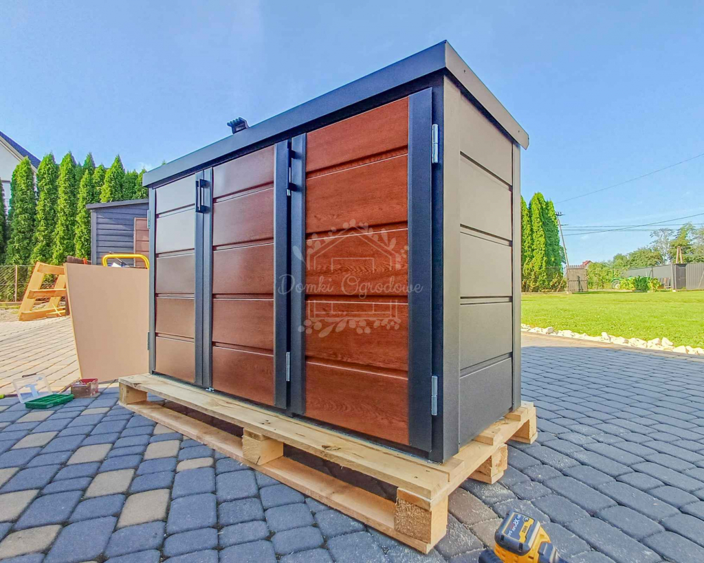 Zabudowa koszy na śmieci 207x80x120 cm 3x240L Antracyt  Orzech ID868 Inowrocław - zdjęcie 5