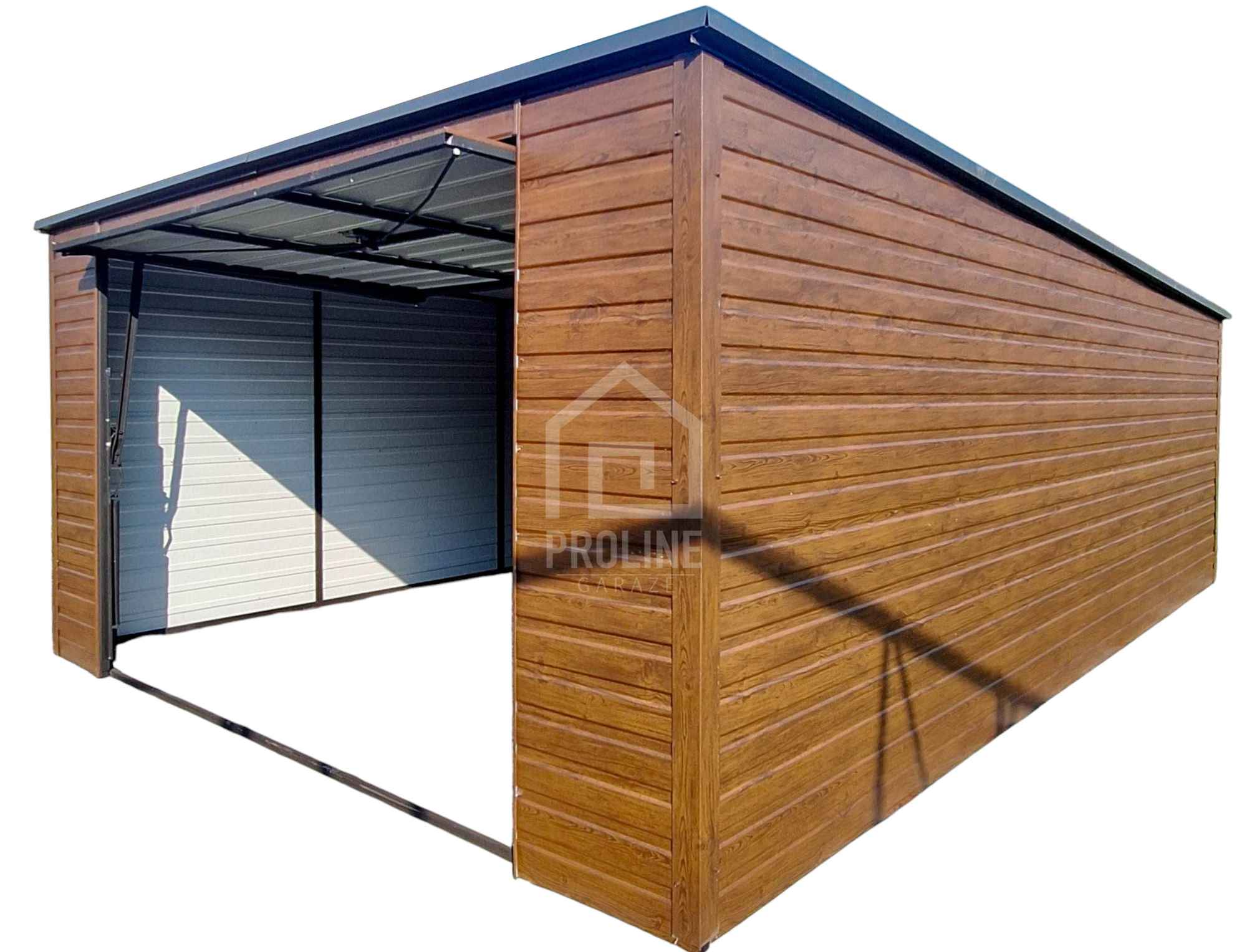Garaż Blaszany 4x5 Brama uchylna rynna drewnopodobny Spad w tył PLG174 Słubice - zdjęcie 1