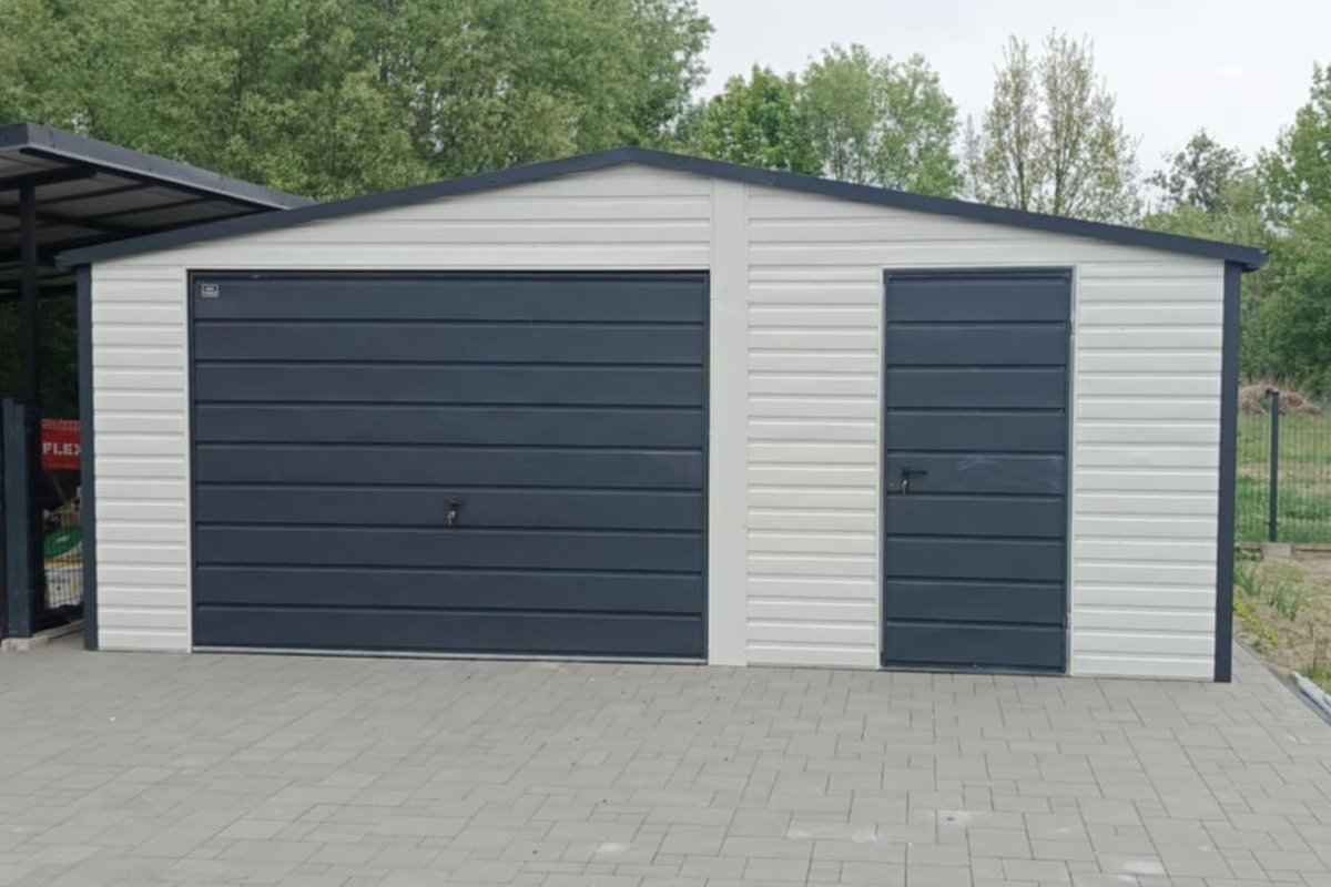 Garaż Blaszany 6x5 dwuspadowy Biały Ciemny Grafit PREMIUM Krosno - zdjęcie 3