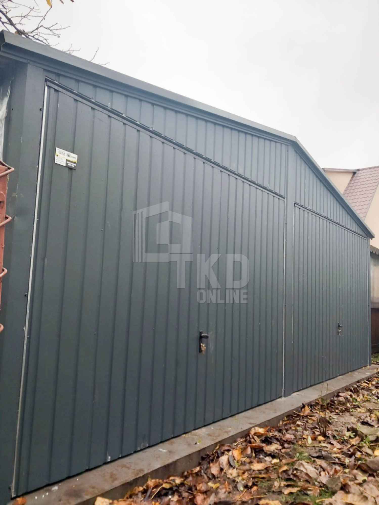 Garaż Blaszany 6,5x5 - 2x Brama - Antracyt - dach dwuspadowy TKD111 Leszno - zdjęcie 4