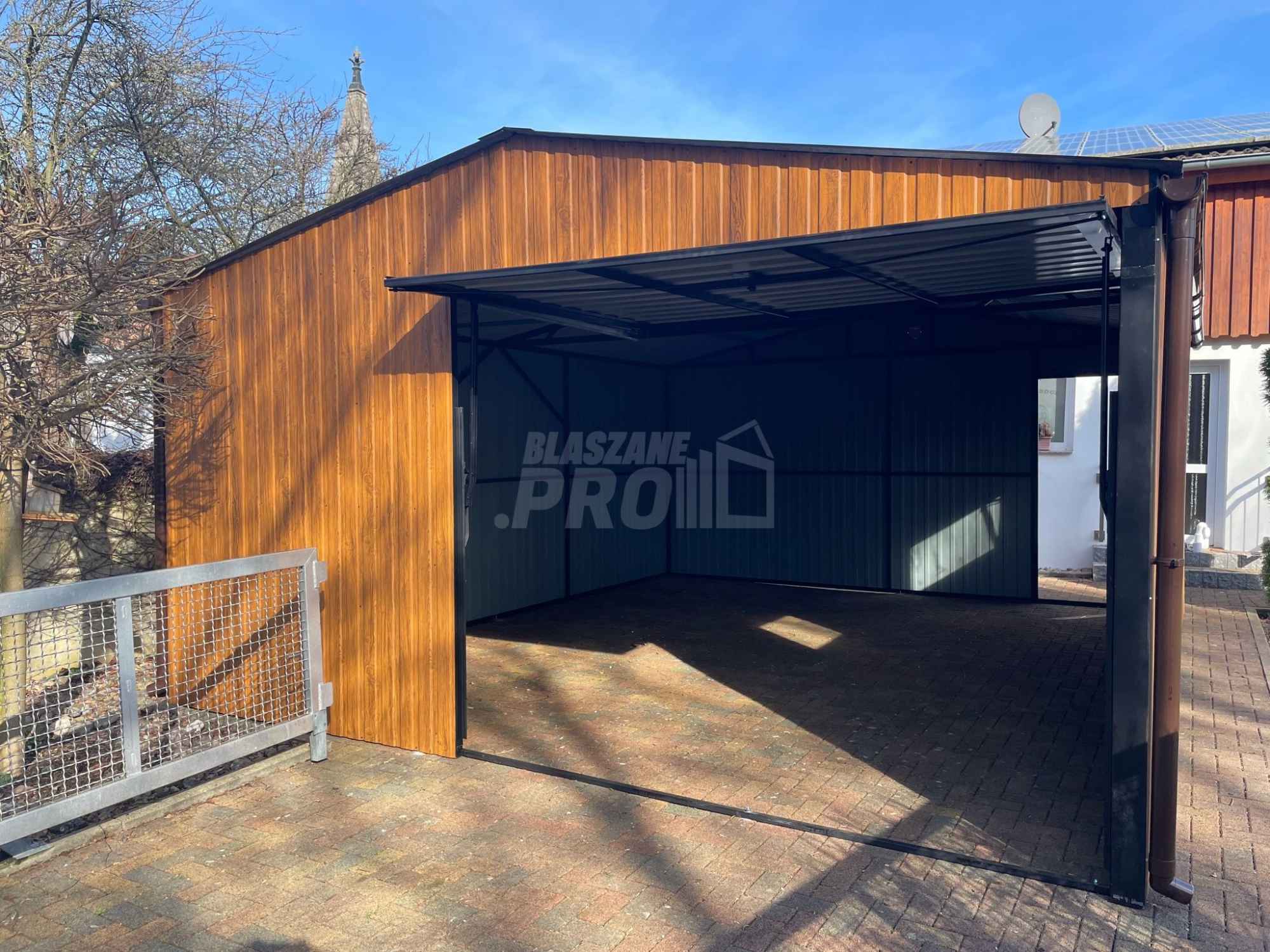 Garaż blaszany 5,5x6 2x Brama uchylna + drzwi + 2x okno - rynny GP278 Dobre Miasto - zdjęcie 9