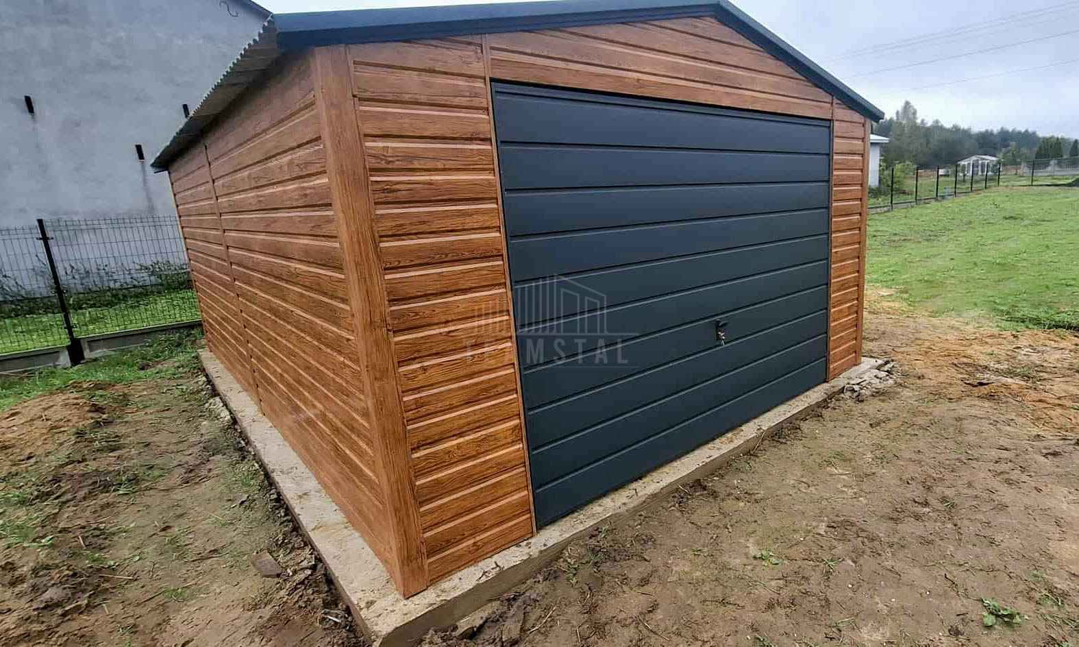 Garaż blaszany 4x6m brama  drzwi okno drewnopodobny dach TS1193 Nowy Dwór Mazowiecki - zdjęcie 5