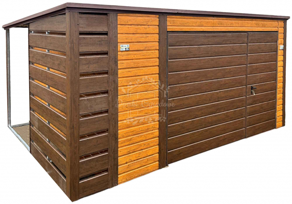 Schowek domek ogrodowy - Garaż 4x3m + wiata 0,5m - Brama uchylna ID873 Siedlce - zdjęcie 1