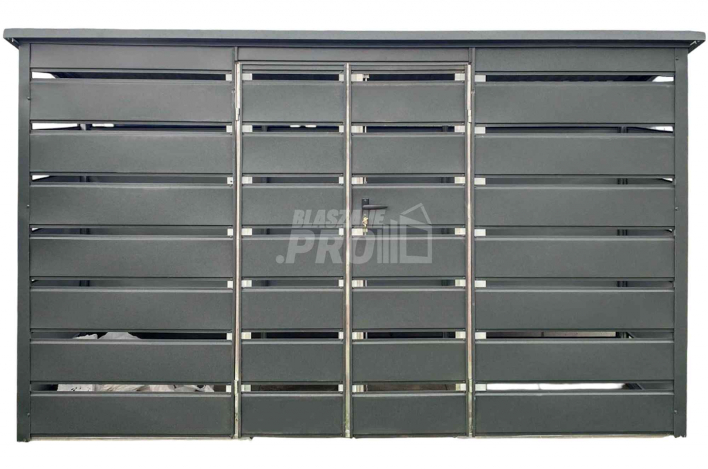 Wiata śmietnikowa dach prosty 4x0,6m 2x furtka - Antracyt GP557 Szczecinek - zdjęcie 1