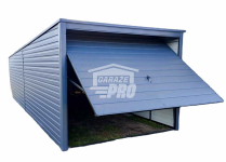 Garaż blaszany 3x8m Brama uchylna Antracyt Dach spad w tył GP224