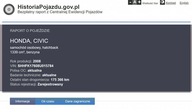 Honda Civic Benzyna Zarejestrowany Ubezpieczony Elbląg - zdjęcie 3