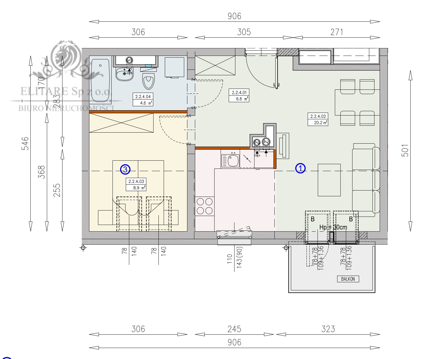 Mieszkanie nowe 2pok, 40,30m2 balkon / Krzyki, Księże Wielkie, Wrocław Wrocław - zdjęcie 4