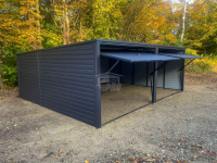 Garaż Blaszany 6x5m - 2x brama uchylna - antracyt - dach GP523 Zakopane - zdjęcie 5