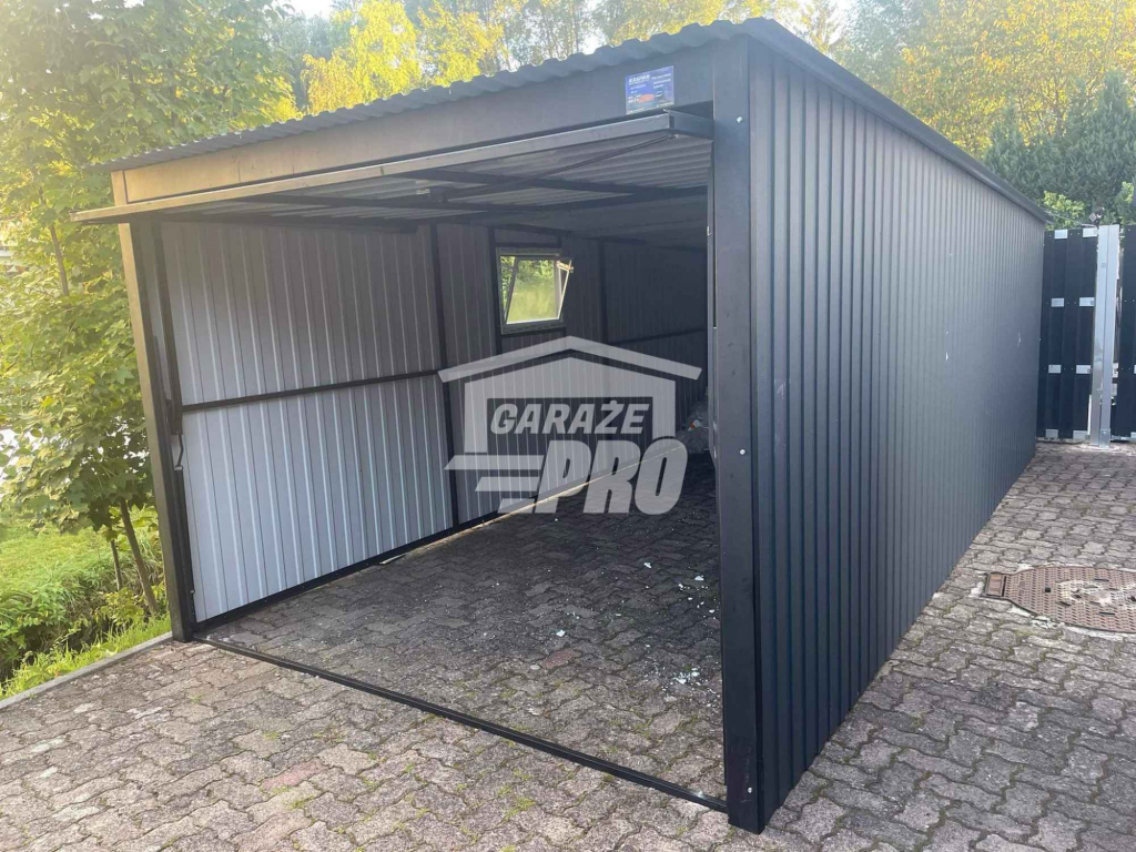 Garaż blaszany 3x7 brama uchylna antracyt Dach spad w tył GP241 Piła - zdjęcie 7