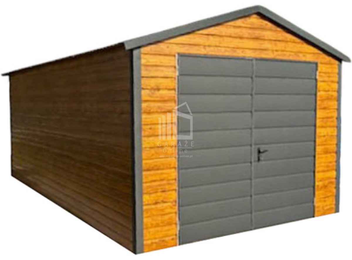 Garaż blaszany 4x6m - Brama dwuskrzydłowa drewnopodobny dach ID1063 Jelenia Góra - zdjęcie 1