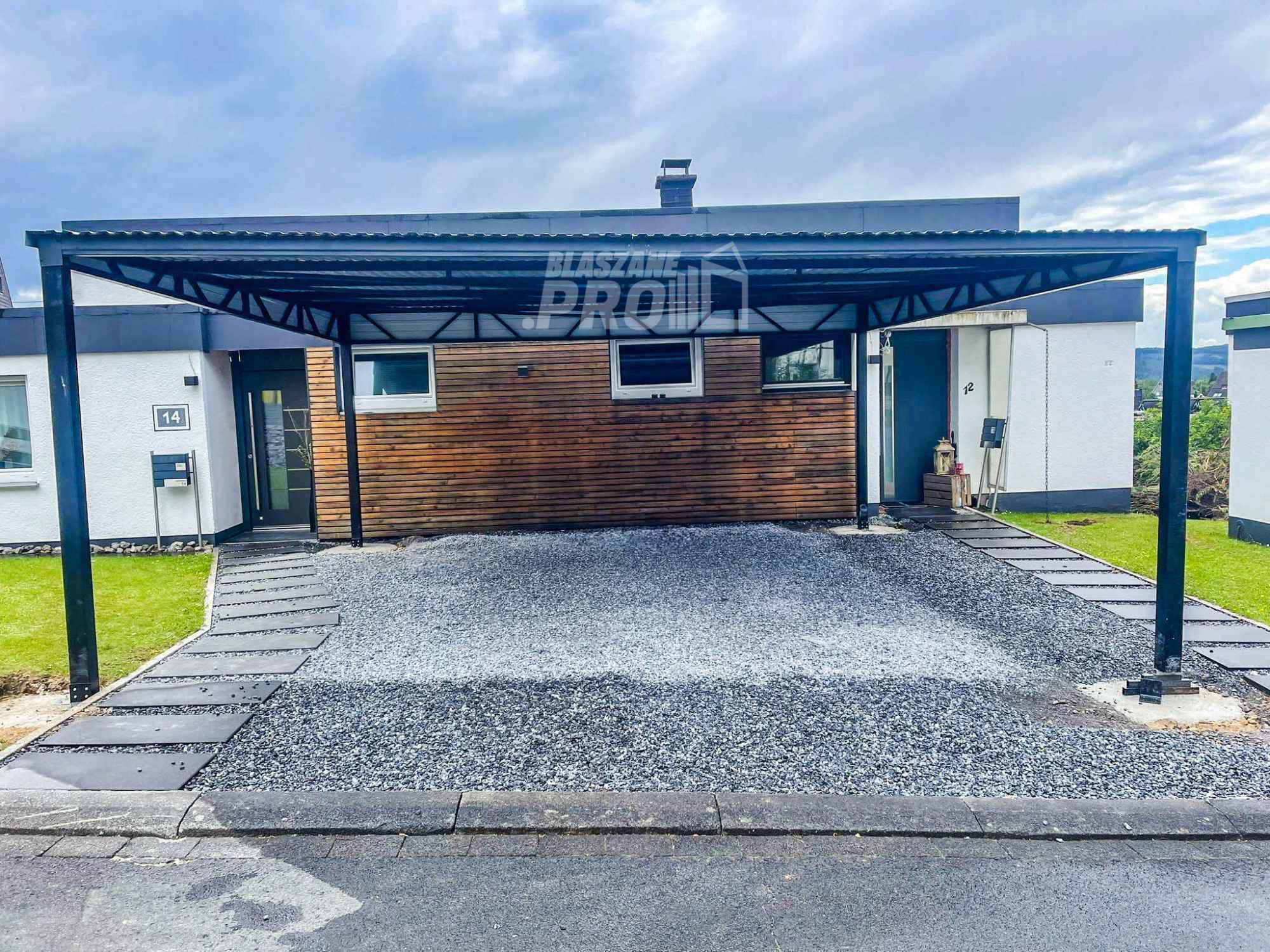 Carport - Wiata samochodowa 6x6m - Antracyt - Dach spad w Przód GP381 Leszno - zdjęcie 5