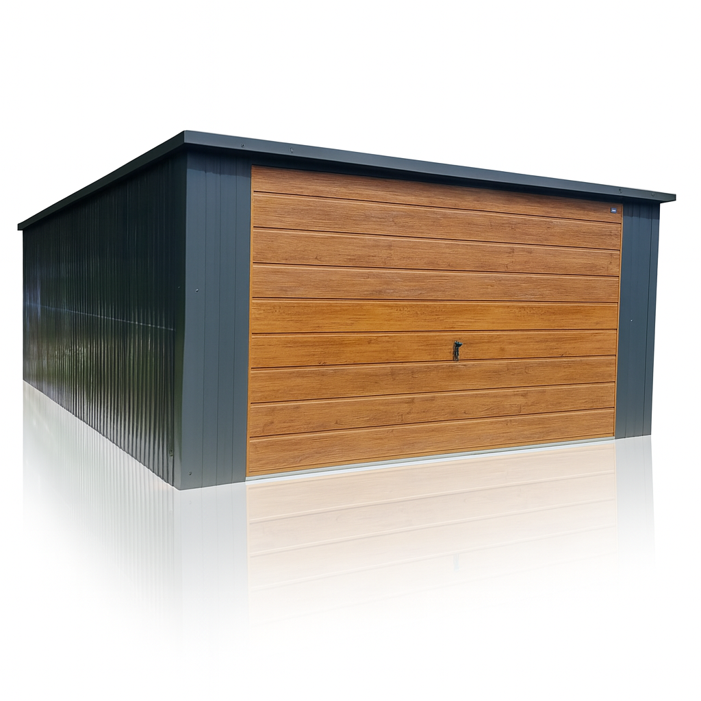 Garaż blaszany 3x5 Spad na tył Grafit + Złoty Dąb Montaż gratis Kalisz - zdjęcie 1