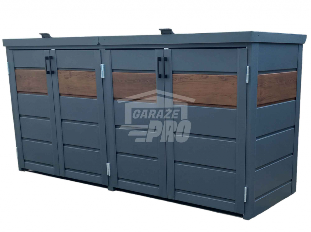 Zabudowa koszy obudowa kubłów 275x80x120cm 4x240L+ ciemny orzech GP337 Gdynia - zdjęcie 1