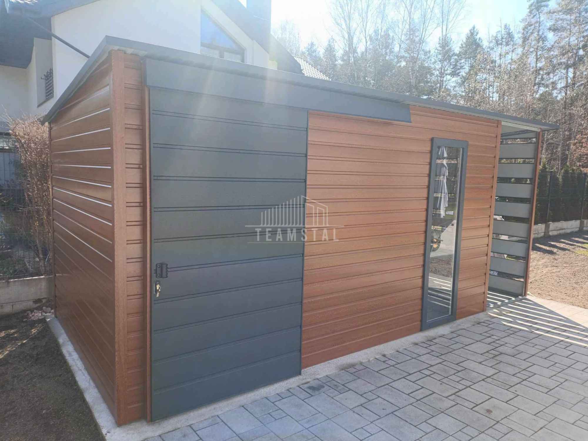 Schowek domek ogrodowy 4,4x2,5m + wiata 1,1x2,5m drzwi okno TS1165 Suwałki - zdjęcie 3