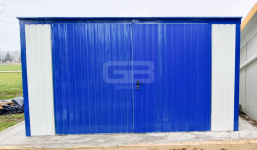 GARAŻ BLASZANY 4m x 5m pion spad w tył Brama niebieski + biały GB159 Gdańsk - zdjęcie 3