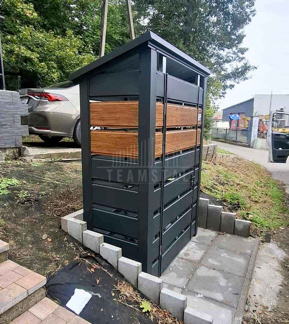 Wiata śmietnikowa 1,5x0,5m - drewnopodobny- dach TS1208 Sanok - zdjęcie 2